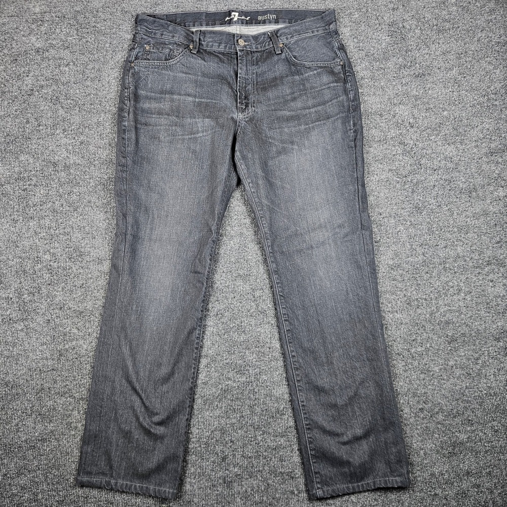 7 For All Mankind Austyn Jean Men 36x32 Relaxed Straight Leg Dark Black Gray USA